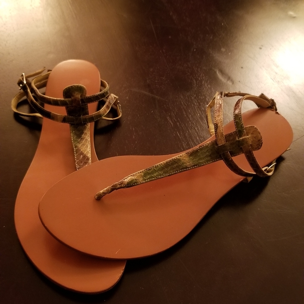 Snakeskin Flat Sandals